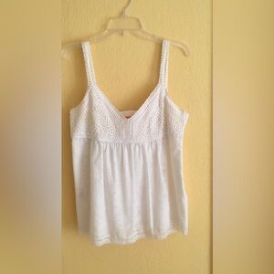 Cynthia Steffe White Crochet-Front Camisole Tank